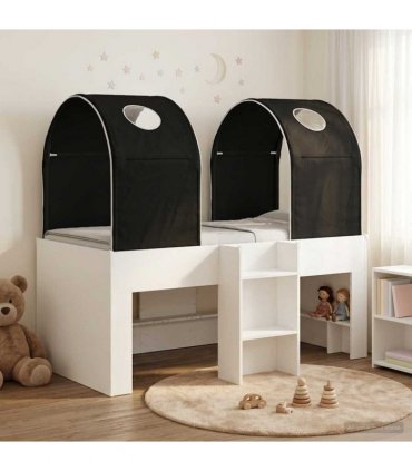 vidaXL Bed with Tunnel 3 pcs White and Black Engineered Wood