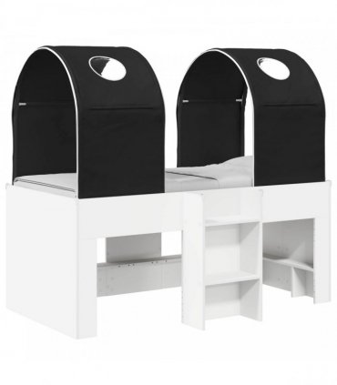 vidaXL Bed with Tunnel 3 pcs White and Black Engineered Wood