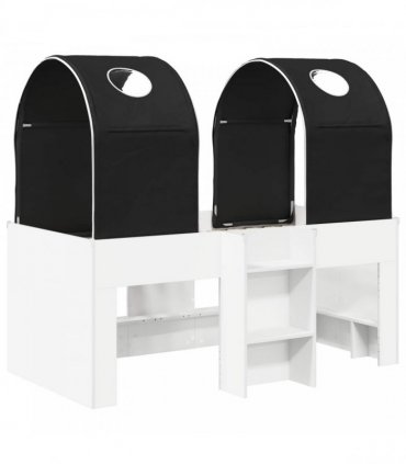 vidaXL Bed with Tunnel 3 pcs White and Black Engineered Wood