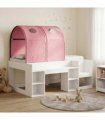 vidaXL Bed with Tunnel with Shelf 3 pcs White and Pink Engineered Wood