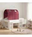 vidaXL Bed with Tunnel with Shelf 3 pcs White and Red Engineered Wood