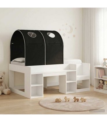 vidaXL Bed with Tunnel 3 pcs White and Black Engineered Wood