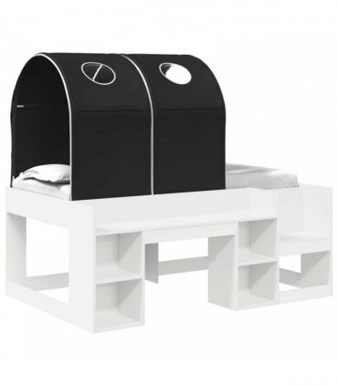 vidaXL Bed with Tunnel 3 pcs White and Black Engineered Wood