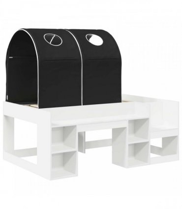 vidaXL Bed with Tunnel 3 pcs White and Black Engineered Wood
