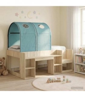vidaXL Bed with Tunnel 3 pcs Sonoma Oak and Light Blue Engineered Wood