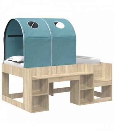 vidaXL Bed with Tunnel 3 pcs Sonoma Oak and Light Blue Engineered Wood