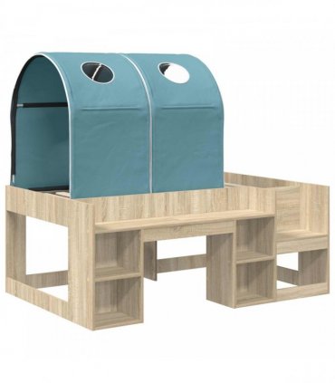 vidaXL Bed with Tunnel 3 pcs Sonoma Oak and Light Blue Engineered Wood