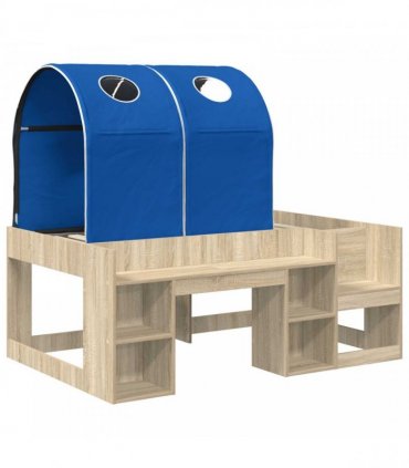 vidaXL Bed with Tunnel 3 pcs Sonoma Oak and Blue Engineered Wood