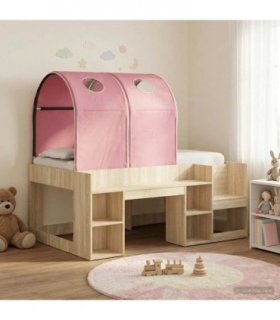 vidaXL Bed with Tunnel 3 pcs Sonoma Oak and Pink Engineered Wood