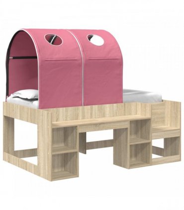 vidaXL Bed with Tunnel 3 pcs Sonoma Oak and Pink Engineered Wood