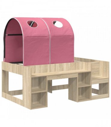 vidaXL Bed with Tunnel 3 pcs Sonoma Oak and Pink Engineered Wood