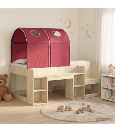 vidaXL Bed with Tunnel 3 pcs Sonoma Oak and Red Engineered Wood
