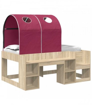 vidaXL Bed with Tunnel 3 pcs Sonoma Oak and Red Engineered Wood