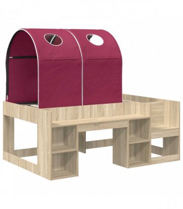 vidaXL Bed with Tunnel 3 pcs Sonoma Oak and Red Engineered Wood