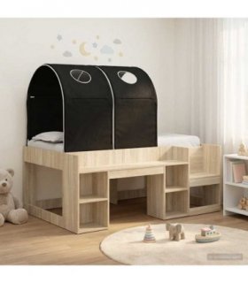 vidaXL Bed with Tunnel 3 pcs Sonoma Oak and Black Engineered Wood