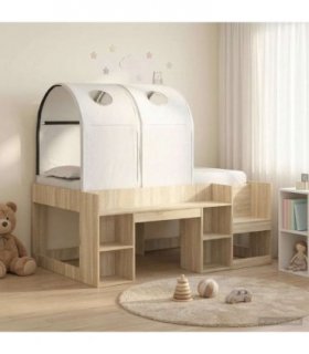 vidaXL Bed with Tunnel 3 pcs Sonoma Oak and White Engineered Wood