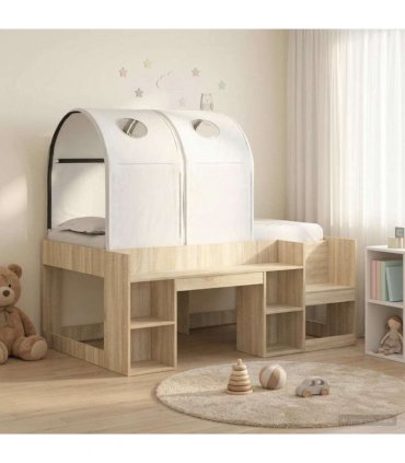 vidaXL Bed with Tunnel 3 pcs Sonoma Oak and White Engineered Wood