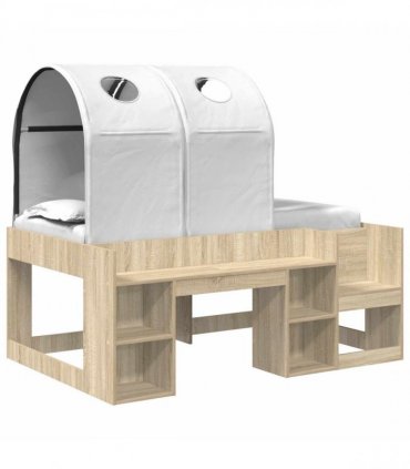 vidaXL Bed with Tunnel 3 pcs Sonoma Oak and White Engineered Wood