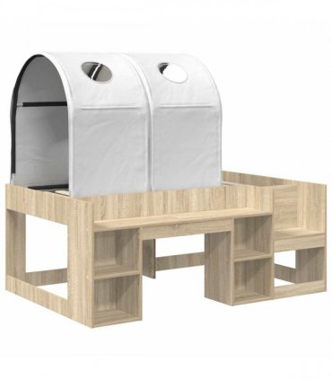 vidaXL Bed with Tunnel 3 pcs Sonoma Oak and White Engineered Wood