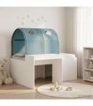 vidaXL Bed with Tunnel 3 pcs White and Light Blue Engineered Wood
