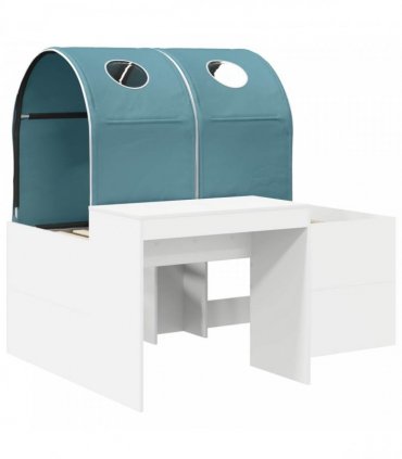 vidaXL Bed with Tunnel 3 pcs White and Light Blue Engineered Wood