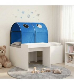 vidaXL Bed with Tunnel 3 pcs White and Blue Engineered Wood