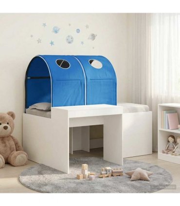 vidaXL Bed with Tunnel 3 pcs White and Blue Engineered Wood