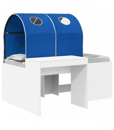 vidaXL Bed with Tunnel 3 pcs White and Blue Engineered Wood