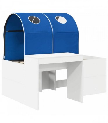 vidaXL Bed with Tunnel 3 pcs White and Blue Engineered Wood