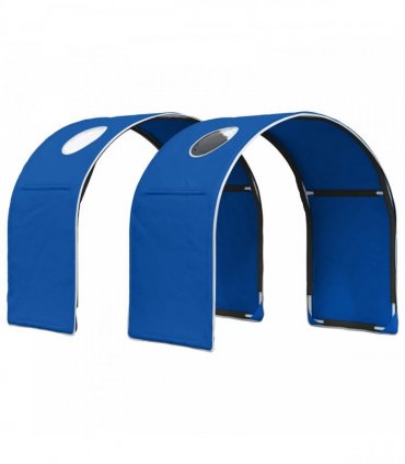 vidaXL Bed with Tunnel 3 pcs White and Blue Engineered Wood