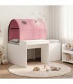 vidaXL Bed with Tunnel 3 pcs White and Pink Engineered Wood