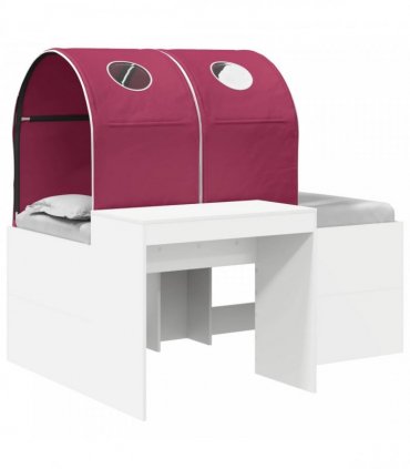 vidaXL Bed with Tunnel 3 pcs White and Red Engineered Wood