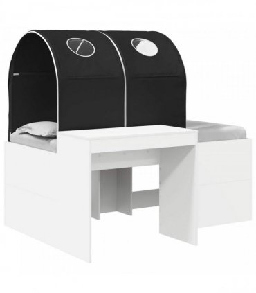 vidaXL Bed with Tunnel 3 pcs White and Black Engineered Wood