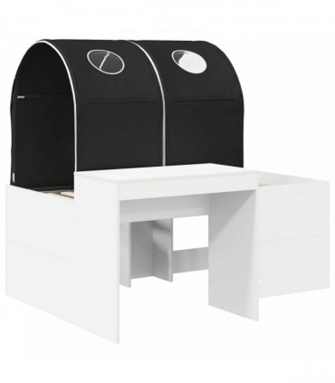 vidaXL Bed with Tunnel 3 pcs White and Black Engineered Wood