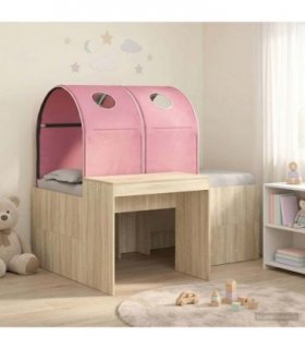 vidaXL Bed with Tunnel 3 pcs Sonoma Oak and Pink Engineered Wood