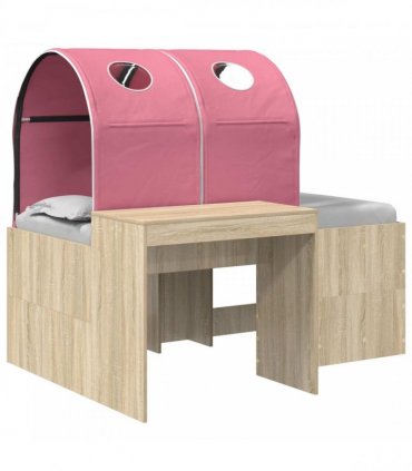 vidaXL Bed with Tunnel 3 pcs Sonoma Oak and Pink Engineered Wood