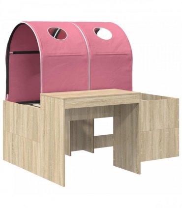 vidaXL Bed with Tunnel 3 pcs Sonoma Oak and Pink Engineered Wood
