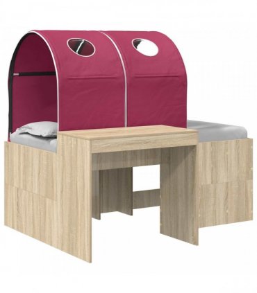 vidaXL Bed with Tunnel 3 pcs Sonoma Oak and Red Engineered Wood