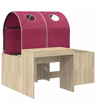 vidaXL Bed with Tunnel 3 pcs Sonoma Oak and Red Engineered Wood