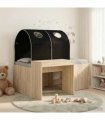 vidaXL Bed with Tunnel 3 pcs Sonoma Oak and Black Engineered Wood