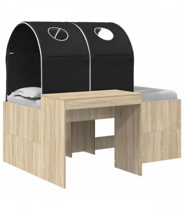 vidaXL Bed with Tunnel 3 pcs Sonoma Oak and Black Engineered Wood