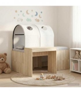 vidaXL Bed with Tunnel 3 pcs Sonoma Oak and White Engineered Wood