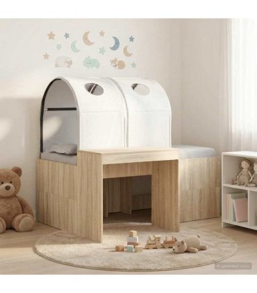 vidaXL Bed with Tunnel 3 pcs Sonoma Oak and White Engineered Wood