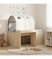 vidaXL Bed with Tunnel 3 pcs Sonoma Oak and White Engineered Wood