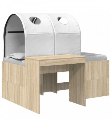 vidaXL Bed with Tunnel 3 pcs Sonoma Oak and White Engineered Wood