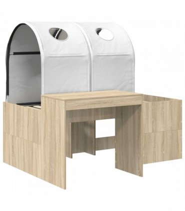 vidaXL Bed with Tunnel 3 pcs Sonoma Oak and White Engineered Wood