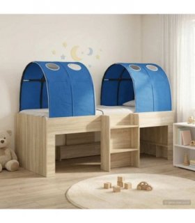 vidaXL Kids'High Bed Frame with Tunnel 3 pcs Sonoma Oak and Blue
