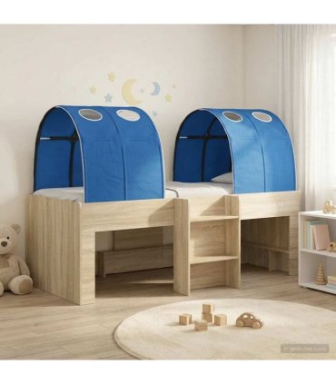 vidaXL Kids'High Bed Frame with Tunnel 3 pcs Sonoma Oak and Blue