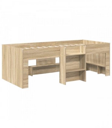 vidaXL Kids'High Bed Frame with Tunnel 3 pcs Sonoma Oak and Black