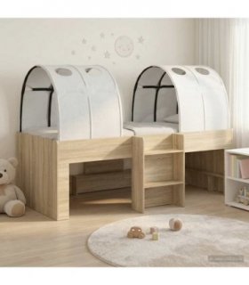 vidaXL Kids'High Bed Frame with Tunnel 3 pcs Sonoma Oak and white